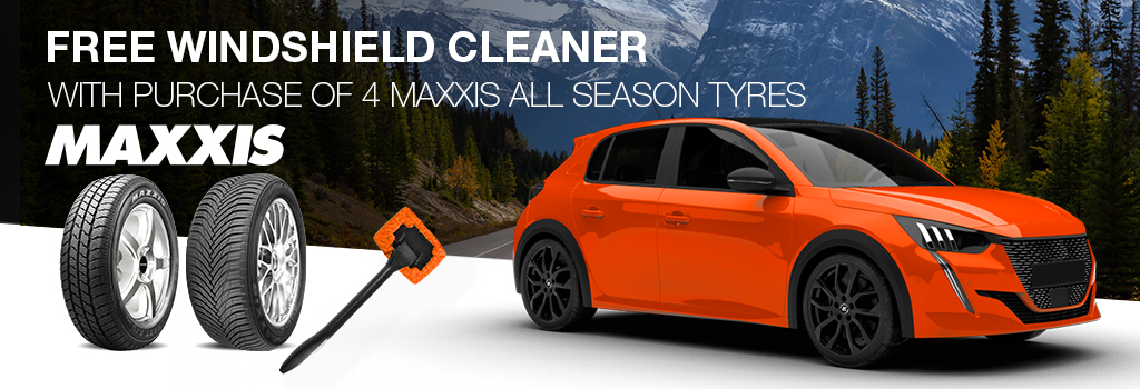 Free windshield cleaner with purchase of 4 Maxxis All Season tyres